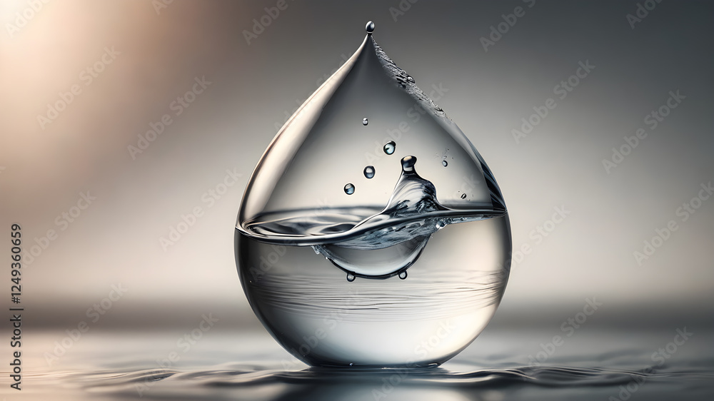 Fototapeta premium Tear shaped water drop. Water drop impact