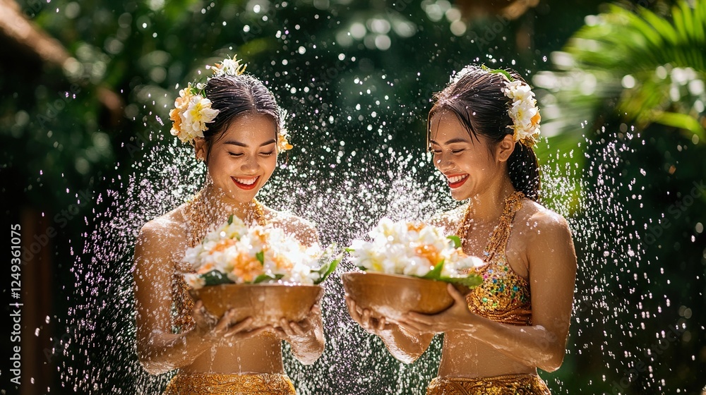 Obraz premium Songkran Festival: Joyful Water Celebration