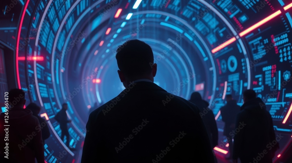 Futuristic Data Tunnel with Streaming Digital Codes and AI-Driven Information Flow Futuristic Data Tunnel with Streaming Digital Codes and AI-Driven Information Flow
