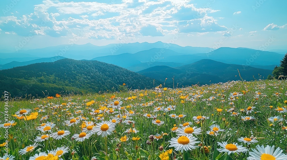 Fototapeta premium Mountain Meadow Bloom Panorama