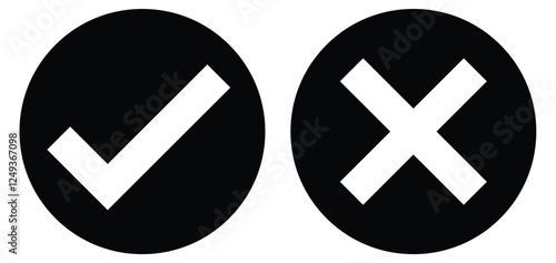 tick and cross, right and wrong, check mark, cross mark icon set. Flat and modern checkmark design, vector illustration.