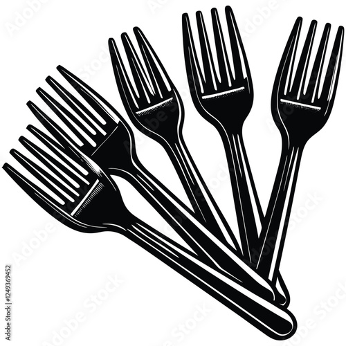 a set of forks in varying sizes dessert fork din silhouette vector