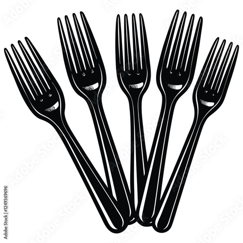 a set of forks in varying sizes dessert fork din silhouette vector