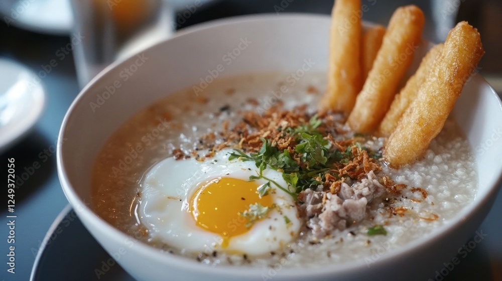 Savory Breakfast Bowl with Poached Egg and Crispy Toppings