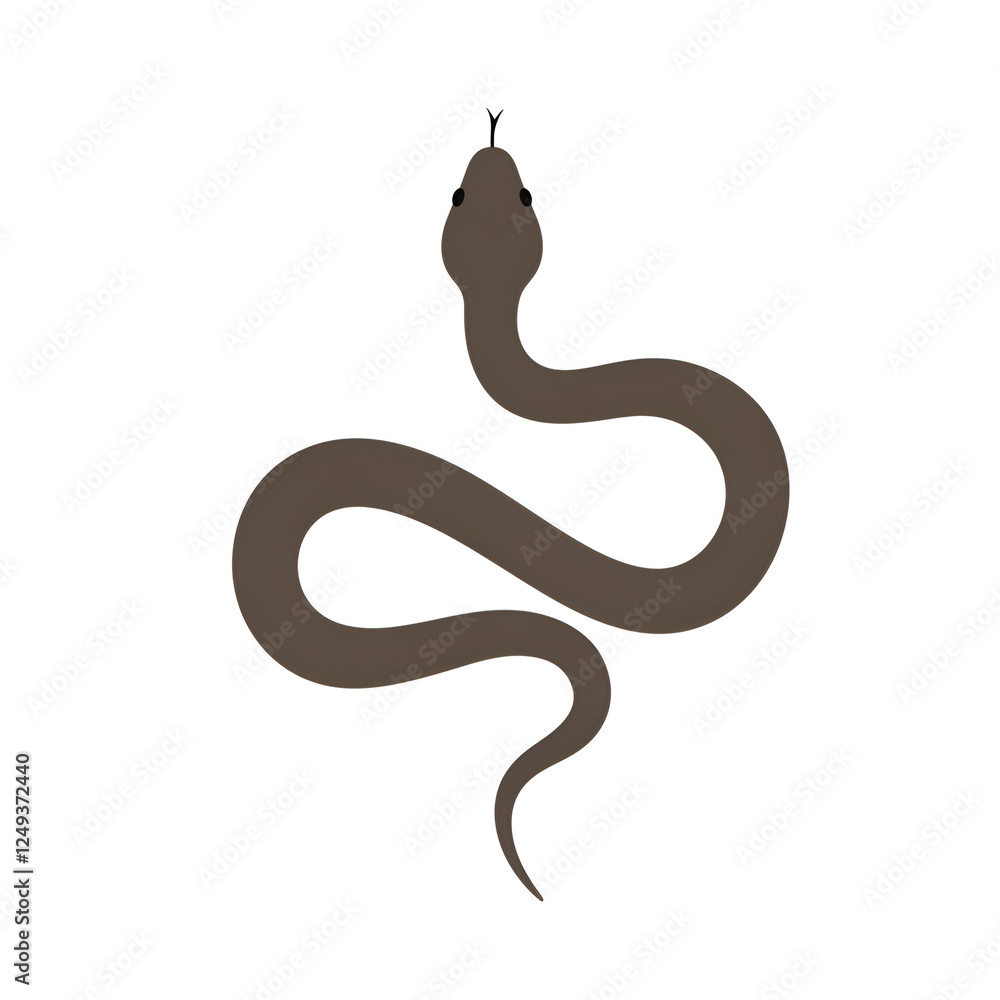 Fototapeta premium Snake Coiled in a Minimal Shape on the Ground