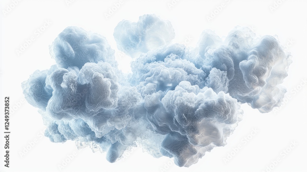 Group of fluffy white clouds scattered across a bright blue sky during a sunny day in a natural outdoor setting