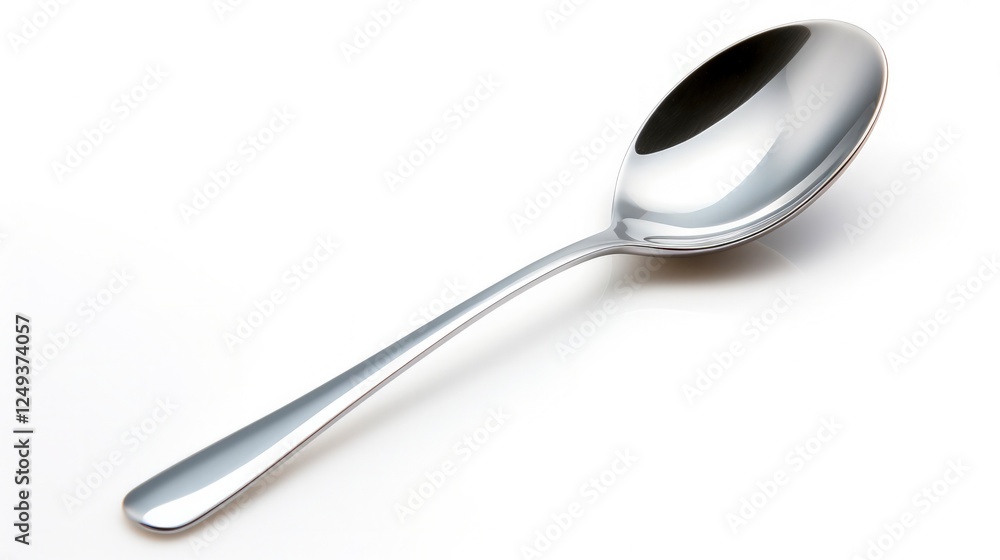 Stainless Steel Slotted Spoon for Serving and Tableware | Isolated Object on White Background Stainless Steel Slotted Spoon for Serving and Tableware | Isolated Object on White Background