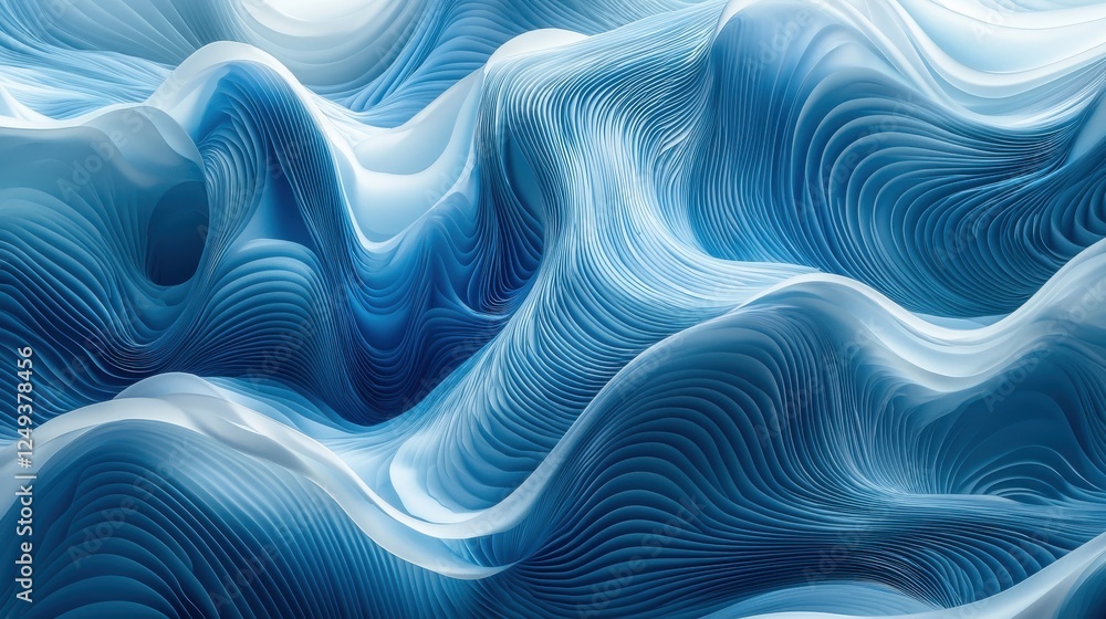 Abstract blue waves background with smooth flowing lines and gradients in a digital art style Abstract blue waves background with smooth flowing lines and gradients in a digital art style