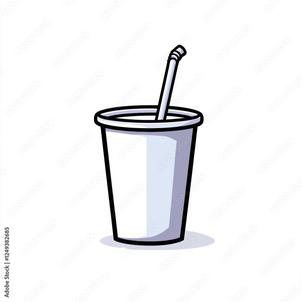 Styrofoam Cup with Straw on White Background Styrofoam Cup with Straw on White Background
