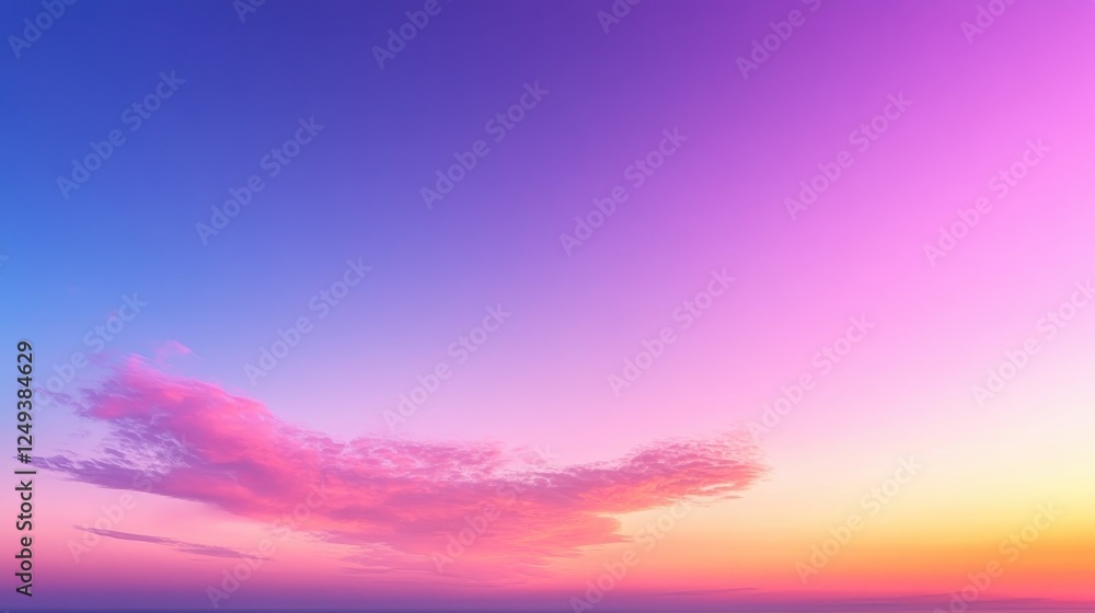 Fototapeta premium Pink sunset cloudscape over ocean; serene background for design