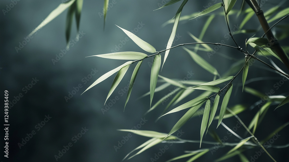 Green Background with Bamboo Leaves - Perfect for Spa, Wellness, and Nature-Inspired Designs Green Background with Bamboo Leaves - Perfect for Spa, Wellness, and Nature-Inspired Designs