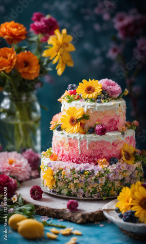 wedding cake with flowers