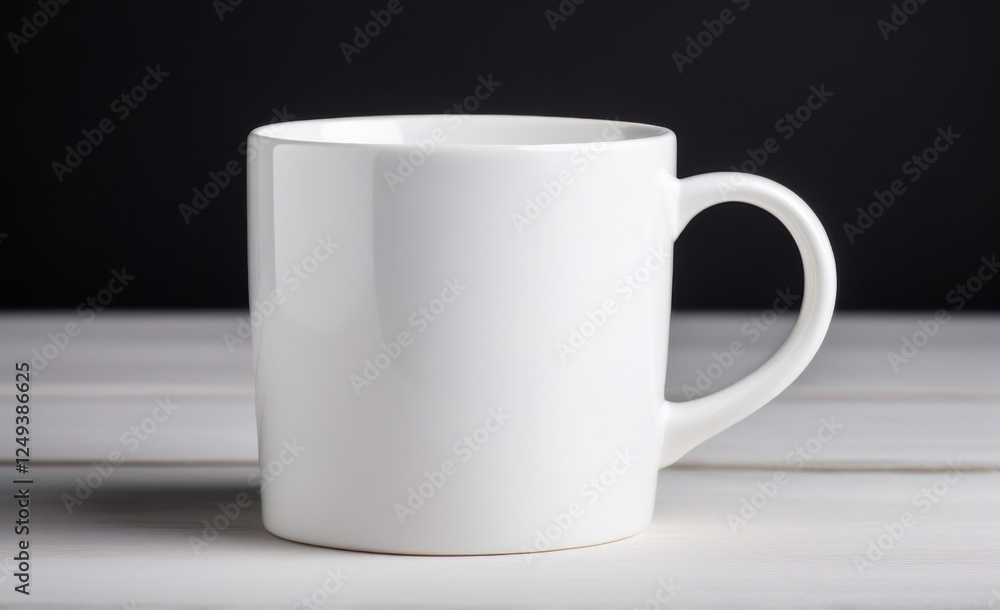 Fototapeta premium white cup on wooden background mock up