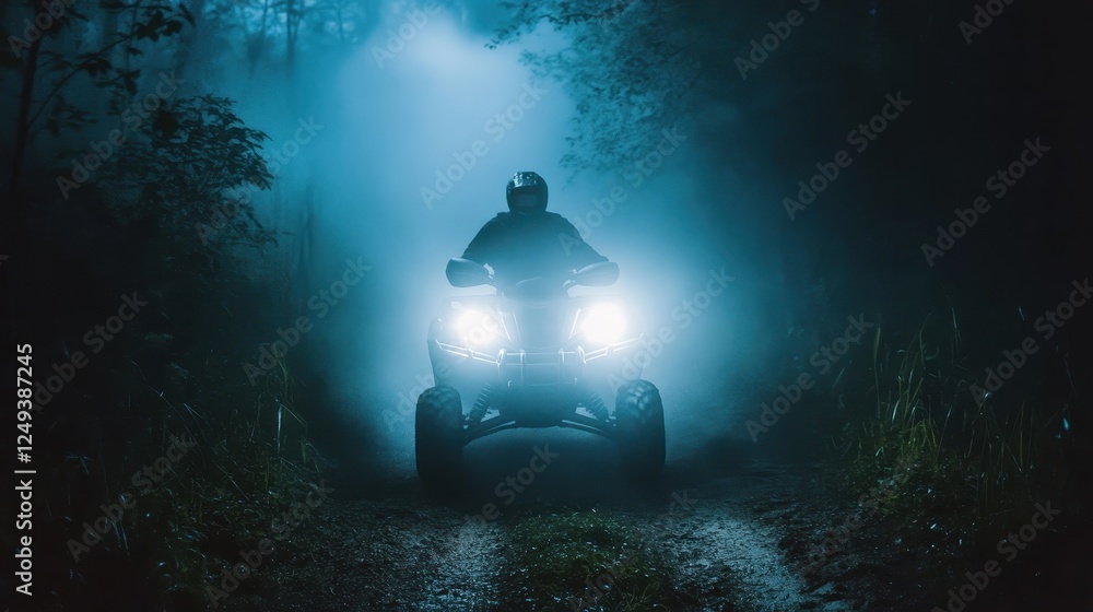 Nighttime ATV Ride with Bright Headlights Nighttime ATV Ride with Bright Headlights