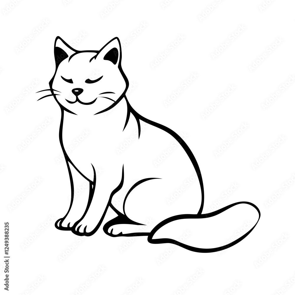 Obraz premium A modern, flat-design cat icon with sharp, clean lines, perfect for pet-related websites, apps, and branding.