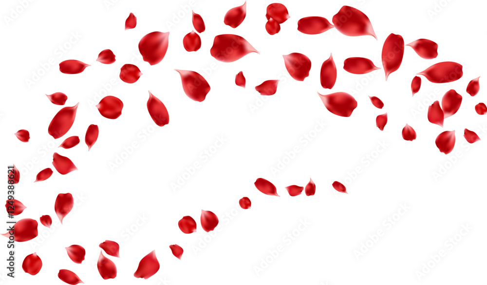 Red rose petals flying element decoration freshening in nature background. botanical vector Red rose petals flying element decoration freshening in nature background. botanical vector