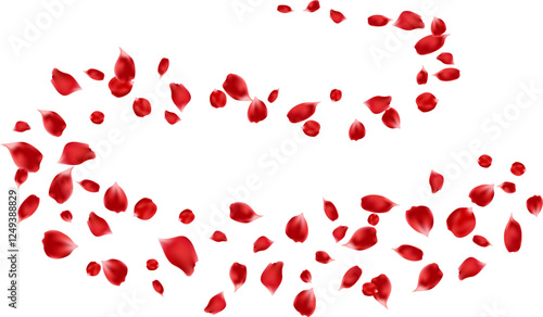 Beautiful rose petals flying floating decoration freshening ecology illustration. Aroma, spa