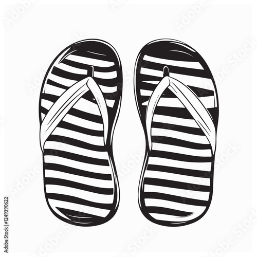 Pairs of colored striped flip flops vector Vector Image isolated on white background