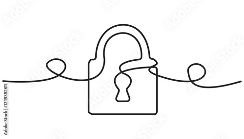 lock continuous one line drawing single line
