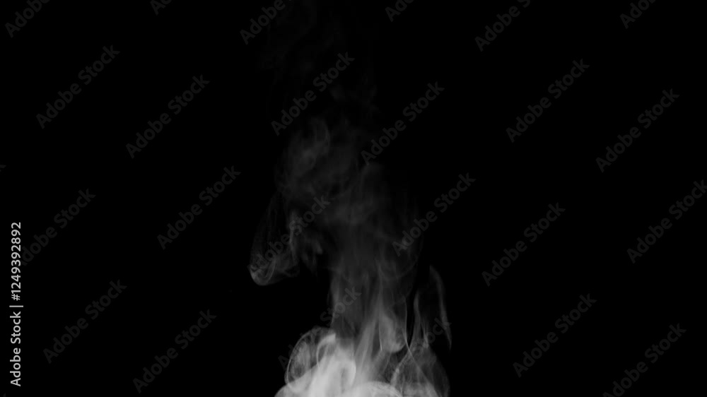 Trickle of Steam Slowly Rising from the Cup. White steam rises light, graceful twists on a black background. Slow motion. Footage is perfect for the layer with different blending modes. Trickle of Steam Slowly Rising from the Cup. White steam rises light, graceful twists on a black background. Slow motion. Footage is perfect for the layer with different blending modes.