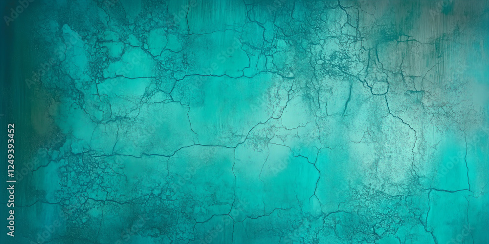 Obraz premium Teal Cracked Abstract Texture with Distressed Effect