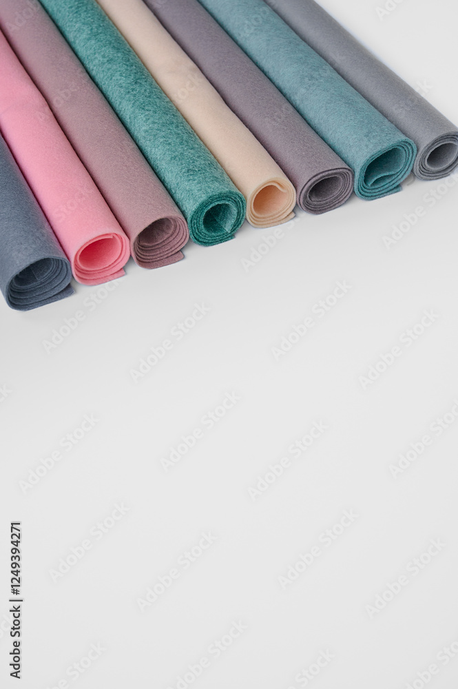Samples of felt in pastel colors.