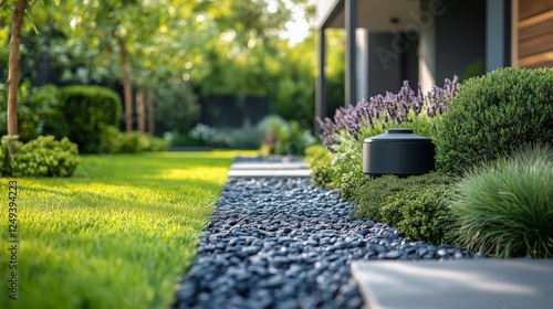 Beautiful garden with stone pathway and lush greenery during daytime
