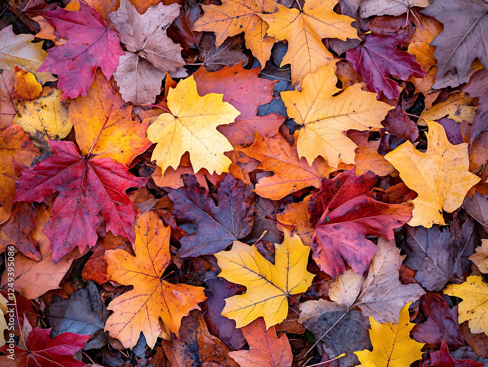 Vibrant Fall Leaves Scattered Across Forest Floor Vibrant Fall Leaves Scattered Across Forest Floor