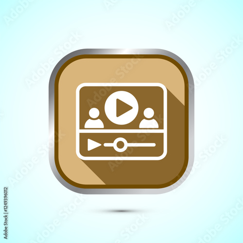 Video lectures icon design illustration, Video conference icon, Online seminar sign, Gold shadow button design