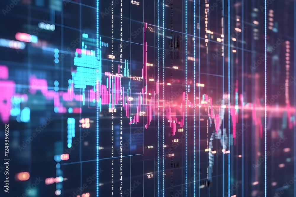 Fototapeta premium Dynamic trading chart displaying market trends and data analysis in real-time