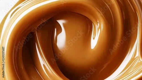 Luxurious swirl of golden caramel captured in silky smooth motion