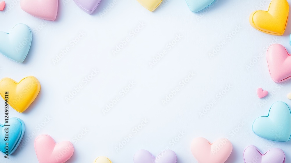 Pastel Hearts Frame Background - Lovely pastel-colored hearts forming a frame, symbolizing love, affection, happiness, romance, and togetherness. Perfect for Valentine's Day or any romantic occasion. Pastel Hearts Frame Background - Lovely pastel-colored hearts forming a frame, symbolizing love, affection, happiness, romance, and togetherness. Perfect for Valentine's Day or any romantic occasion.