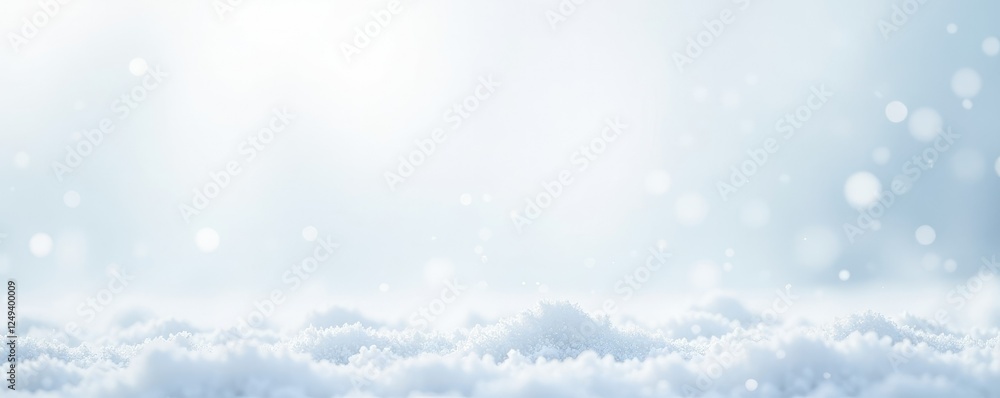 Fototapeta premium Snowflakes falling gently on a white background, cold, stillness, snowflakes