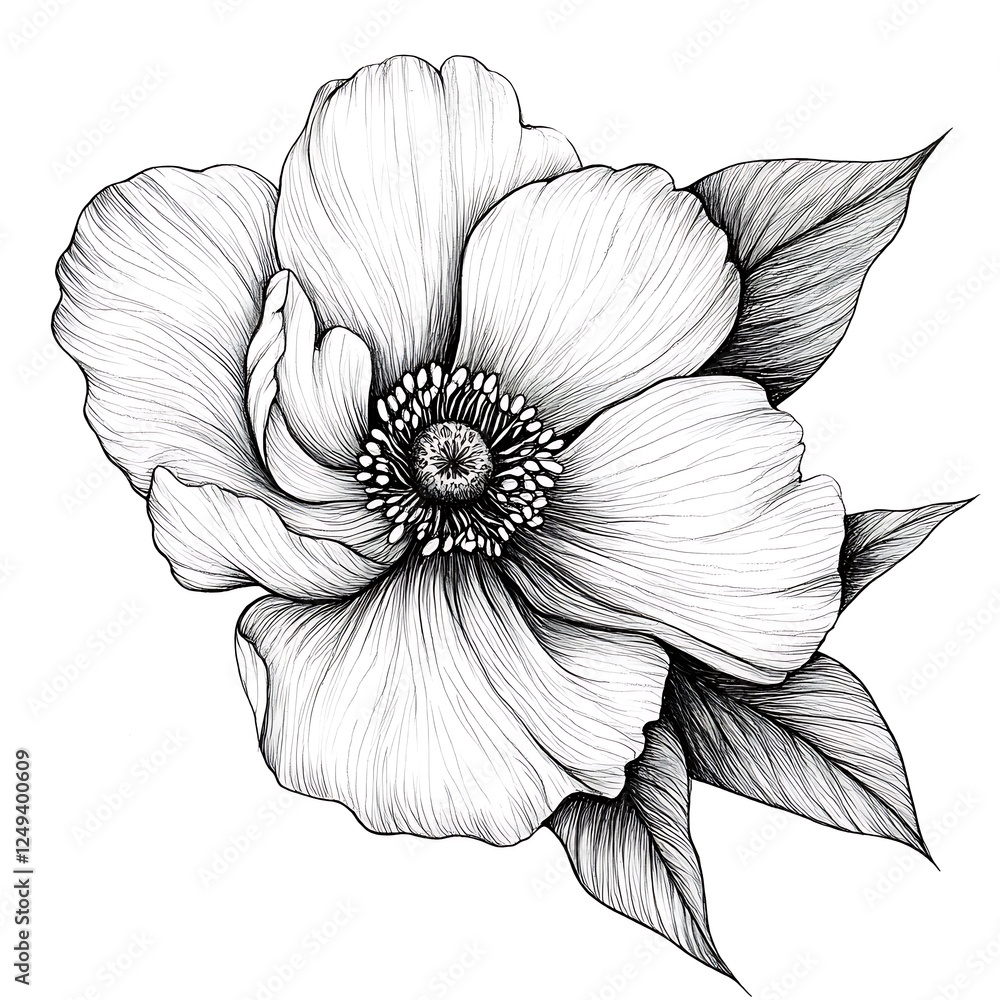 Detailed Flower Sketch Realistic Botanical Artwork Hand Drawn Floral Design Detailed Flower Sketch Realistic Botanical Artwork Hand Drawn Floral Design