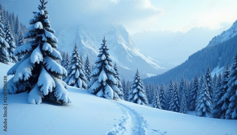 Trees bend under heavy snowfall in the mountains, snowdrift, trees, forest Trees bend under heavy snowfall in the mountains, snowdrift, trees, forest