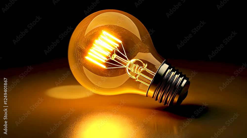 Bright orange light bulb glowing softly Bright orange light bulb glowing softly