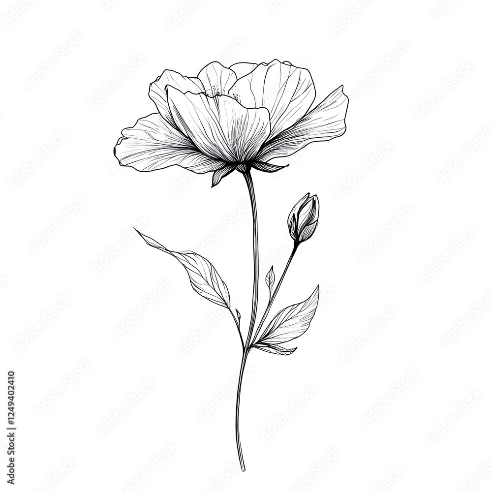 Obraz premium Hand Drawn Flower Illustration Elegant Floral Artistic Botanical Sketch Design