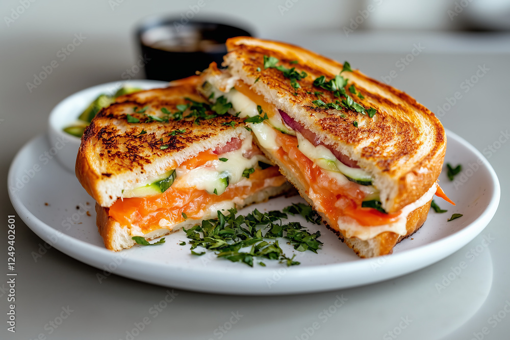 Grilled Salmon Sandwich with Cucumber and Tomato Grilled Salmon Sandwich with Cucumber and Tomato