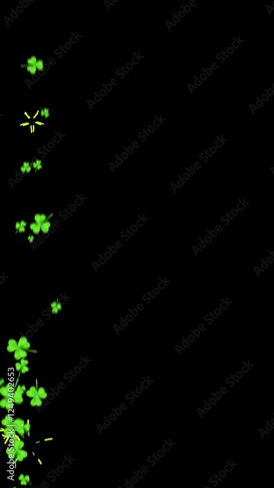Shamrocks Rise for St Patricks Day on Black Background Shamrocks Rise for St Patricks Day on Black Background