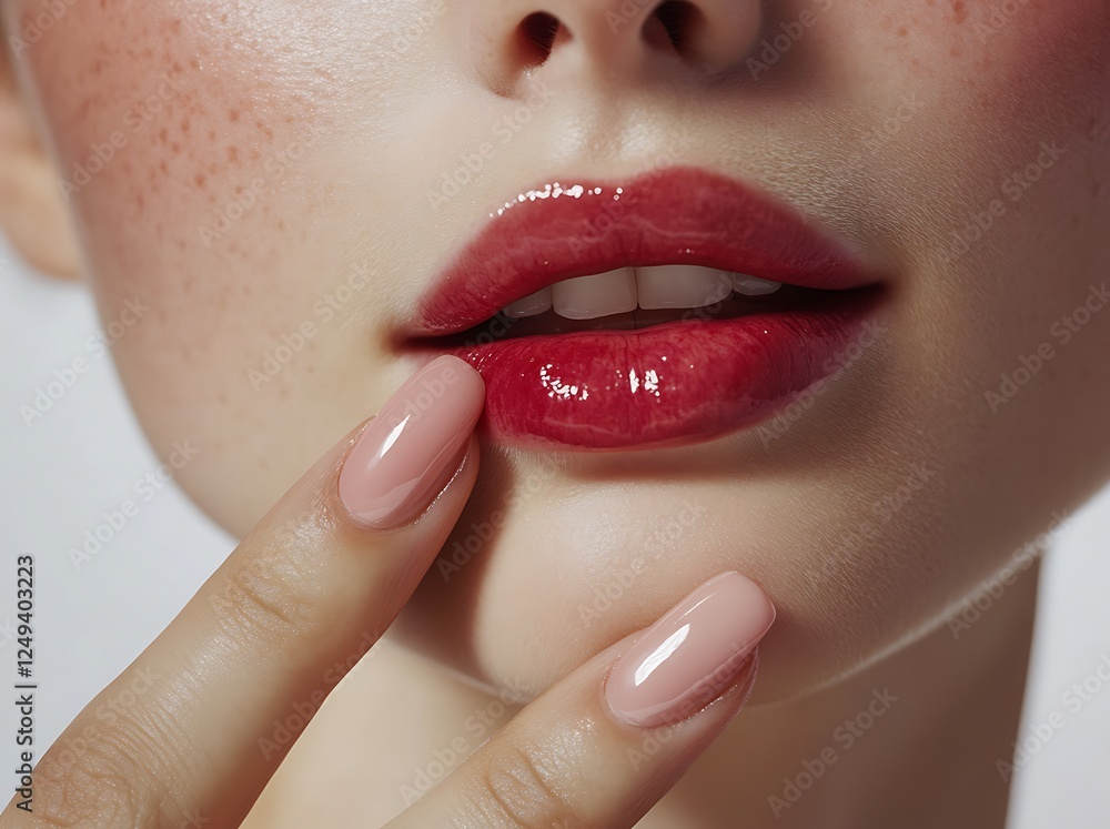 Naklejka premium girl model woman showing manicure on nails. cosmetics, beauty and makeup