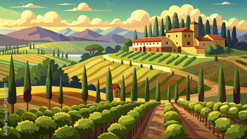 vineyard in the countryside of Tuscany in Italy