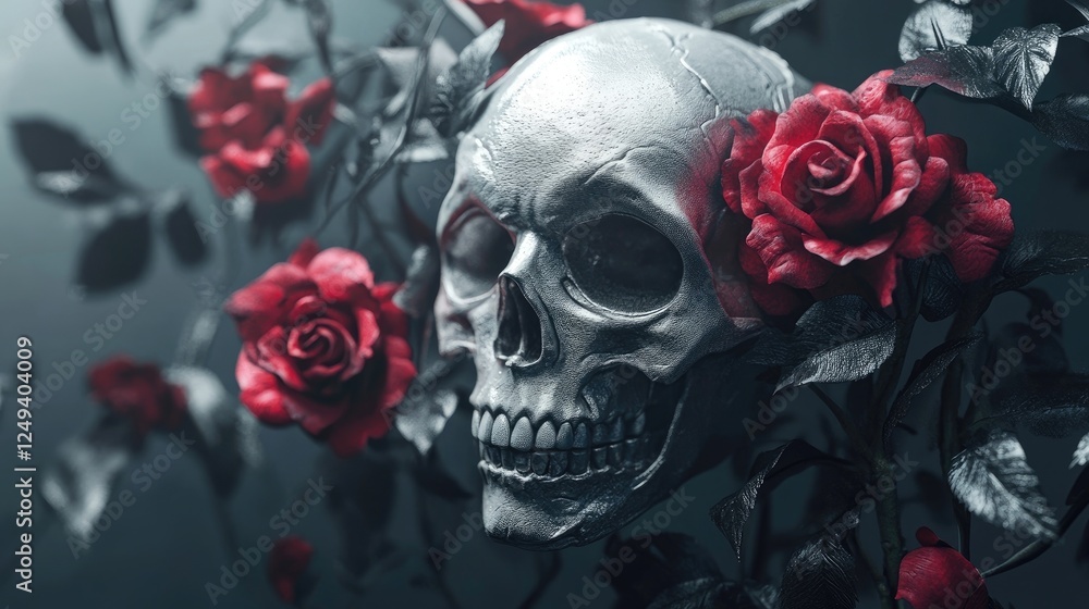 Skull and Roses Tattoo Design 3d animation Skull and Roses Tattoo Design 3d animation