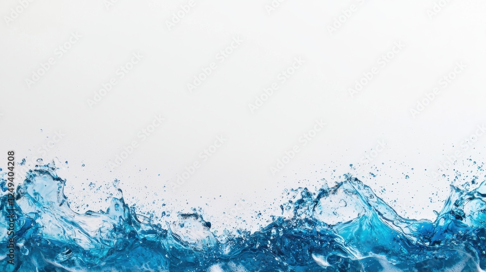 Water splashing in mid-air against a clean white background creating dynamic movement and energy Water splashing in mid-air against a clean white background creating dynamic movement and energy