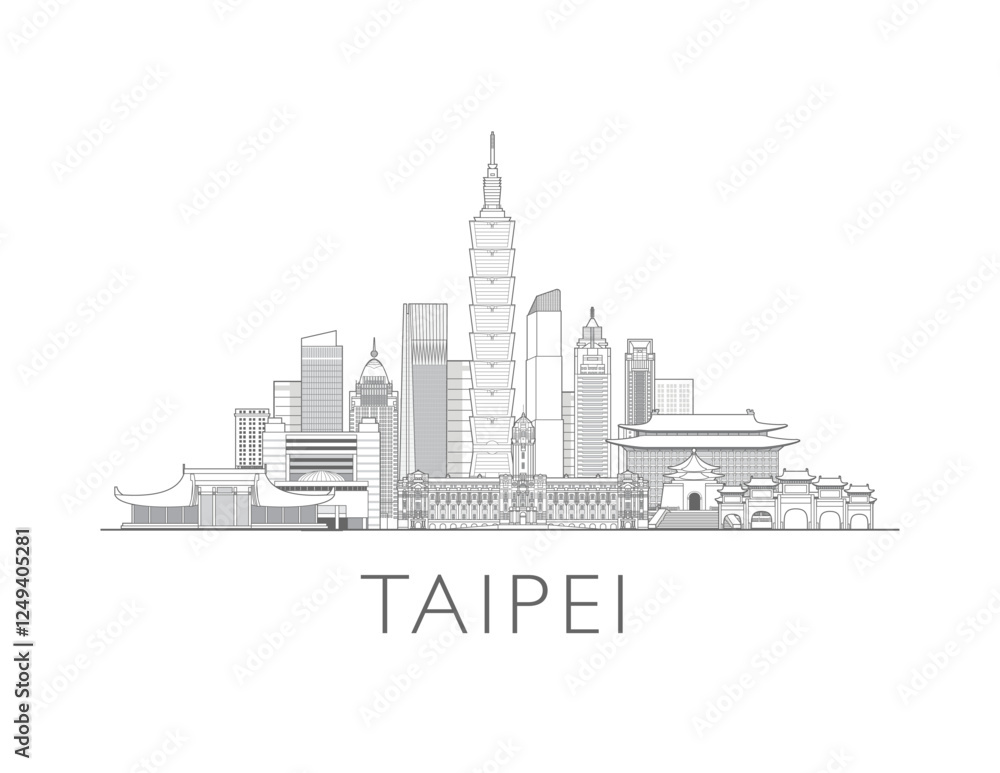 Fototapeta premium Taipei Taiwan skyline cityscape vector illustration