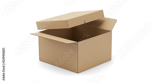 Open Cardboard Box Mockup on White Background – Realistic Texture & Clean Edges