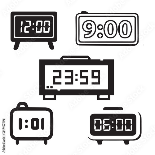 Digital clock, digital, clock, watch, time, alarm, technology, timer vector design icon symbol set 