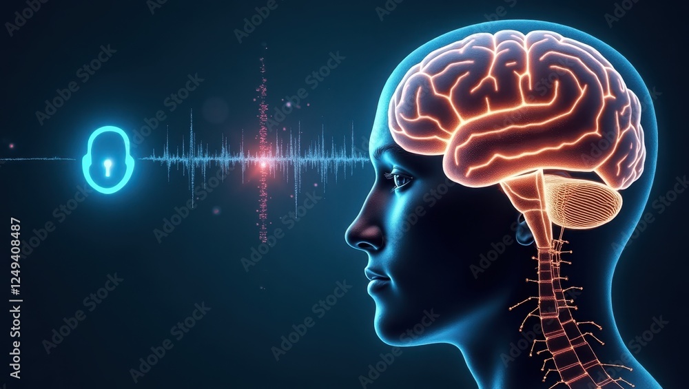 Obraz premium Neurohacking and protection of brain interfaces in modern technology and neuroscience