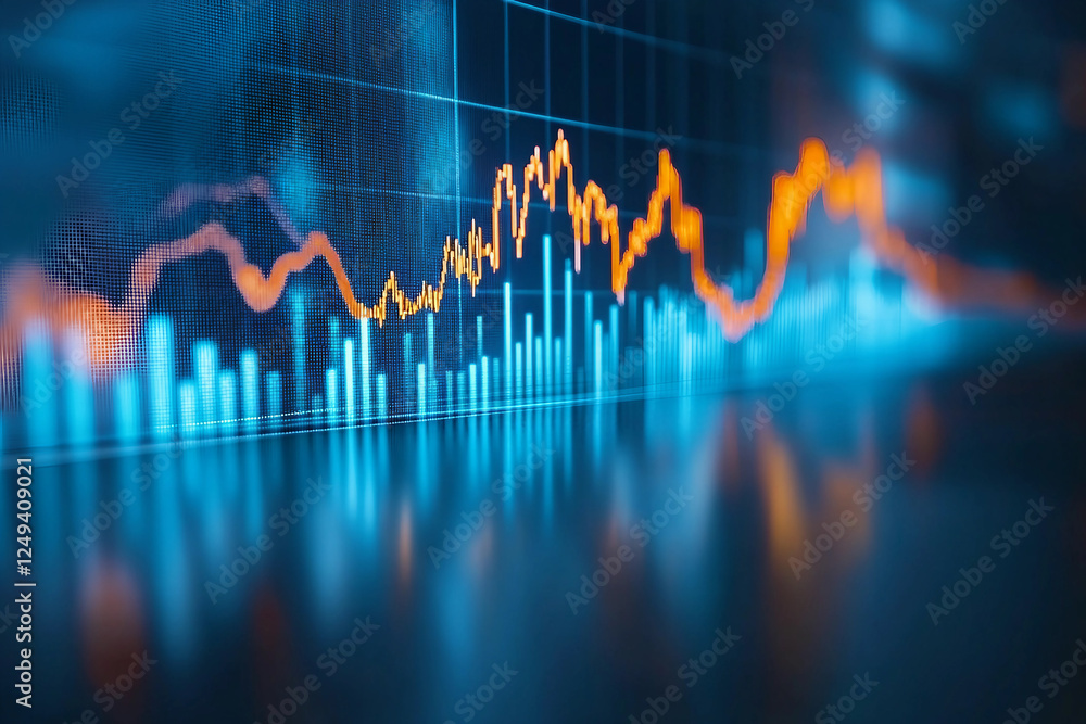 Fototapeta premium Futuristic business growth chart with light effects.generated with AI