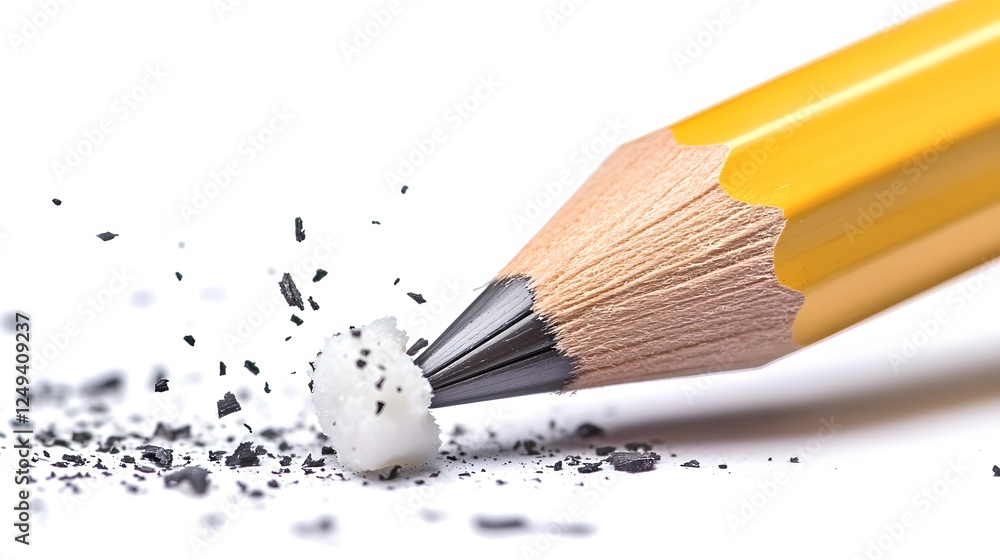 A classic yellow pencil with an eraser, isolated on white A classic yellow pencil with an eraser, isolated on white