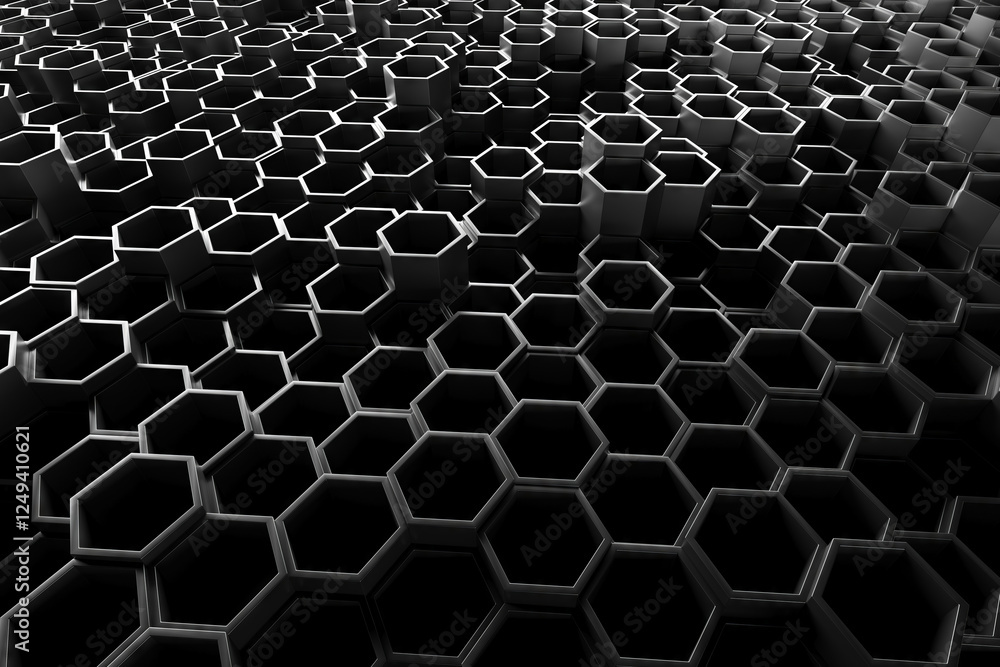 Futuristic honeycomb structure with abstract geometric patterns for modern design. 3d render Futuristic honeycomb structure with abstract geometric patterns for modern design. 3d render